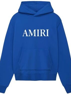 NEW Amiri Core Logo Blue Heavyweight Hoodie Size X-LARGE